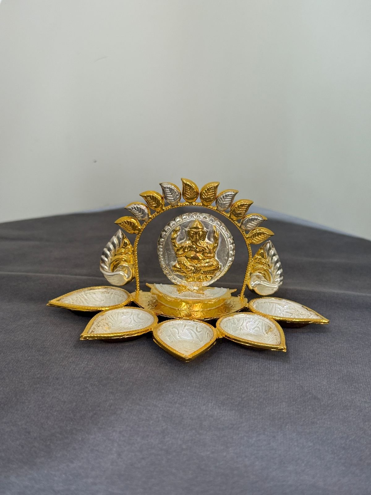 Silver Gold Plated Ganesha 5 Aarathi Diya